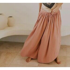 Free People Free-est Quentin Pants Mid-Rise Wide Leg Billowy Cotton S NEW 281878